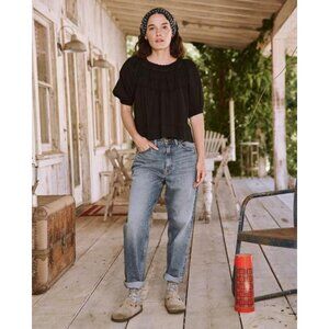 THE GREAT. The Slouch Taper Jean Sz 24 Canopy Wash Made in USA 100% Cotton Rigid